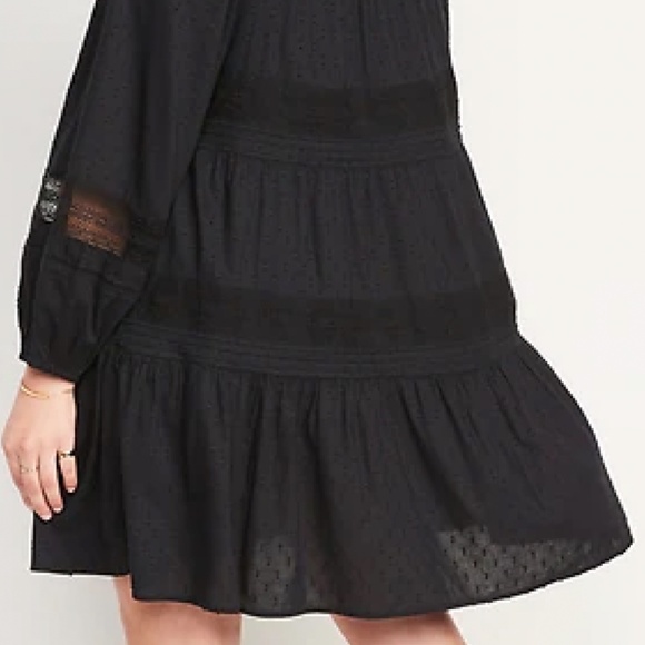 NWT: old navy Long-Sleeve Pintucked Clip-Dot Mini Swing Dress $54 - Picture 3 of 6
